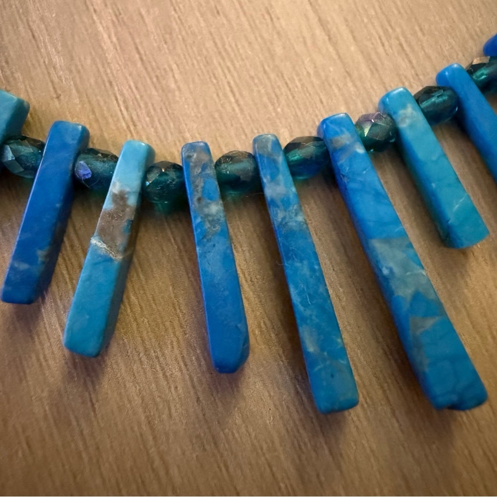 Vintage 90s Handmade Natural Stone & Pearl Necklace OOAK - Picture 5 of 6